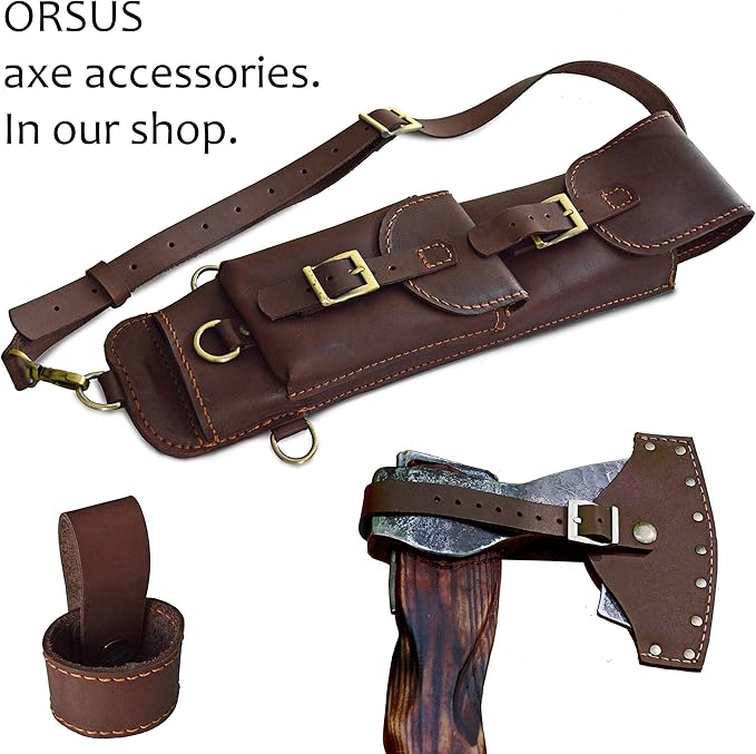 Shoulder Leather Case for Axe Handmade Leather Backpack for Axe Case Medium Big Axe Holder Axe Carry Case Bushcraft Bag for Axe Accessories Axe Harness