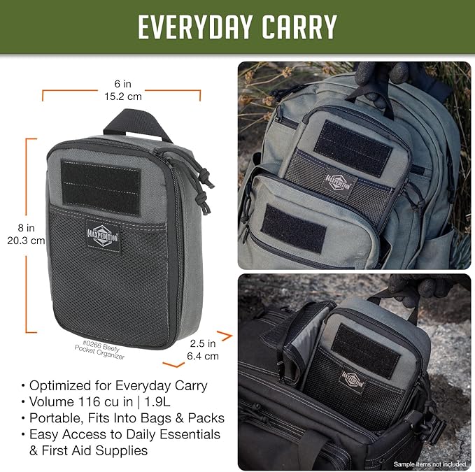 MAXPEDITION Beefy Pocket Organizer Compact MOLLE-Compatible 1000D Nylon Tactical Pouch Everyday Carry Tool and Gear Storage for Outdoor Tactical Survival 0266