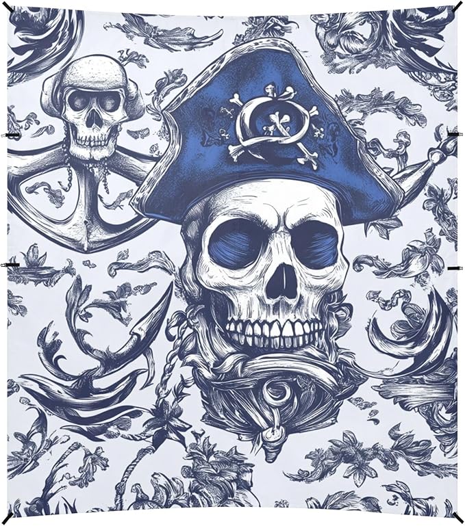 ALAZA Pirate Skull Anchor Beach Tent Sun Shelter Portable Canopy Sunshade for Outdoor Camping Picnics Backyard Fun 10x9 ft