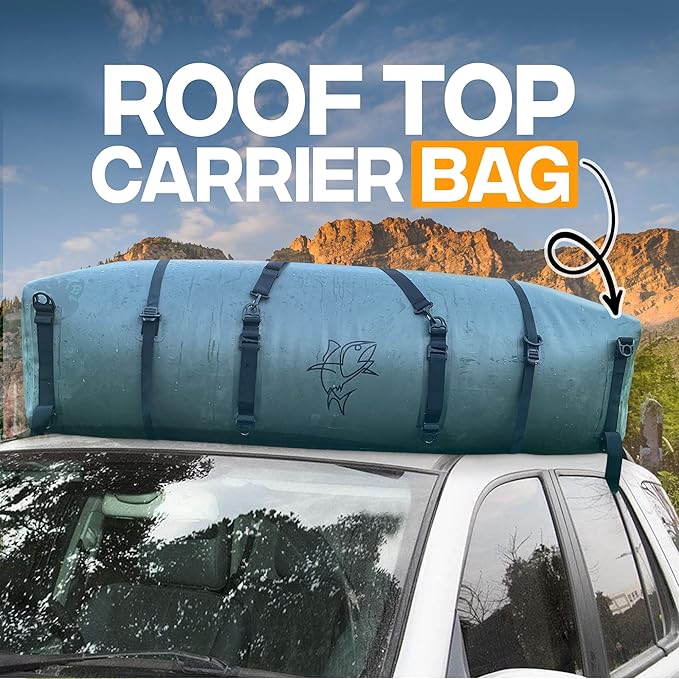 Extra Large Waterproof Duffel Bag - Heavy Duty Fishing Gear Bag - Outdoor Travel Camping Kayaking Gym Bag with Reinforced Straps &amp Anti-Slip Base (60L x20H x25W)