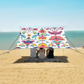 ALAZA Indian Tribal Red Floral Beach Tent Sun Shelter Portable Canopy Sunshade for Outdoor Camping Picnics Backyard Fun 10x9 ft