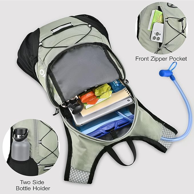 Lightweight Hydration Backpack Running Backpack with 2L Water Bladder Hydro Water Daypack for Cycling Hiking Rave for Men Women