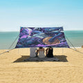 ALAZA Mystical Fox Basketball Beach Tent Sun Shelter UPF50+ Protection Beach Shade Canopy w/ 4 Sandbags for Outdoor Camping Fishing Backyard Fun Picnic 10x9 ft