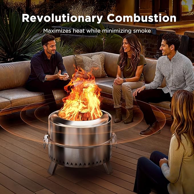 Ciays Smokeless Fire Pit 21 Inch Portable Wood Burning Firepit for Camping &amp Backyard Outdoor Fire Pit with Patented Technology Steel Grill Rack Fire Poker &amp Carry Bag Easy Setup