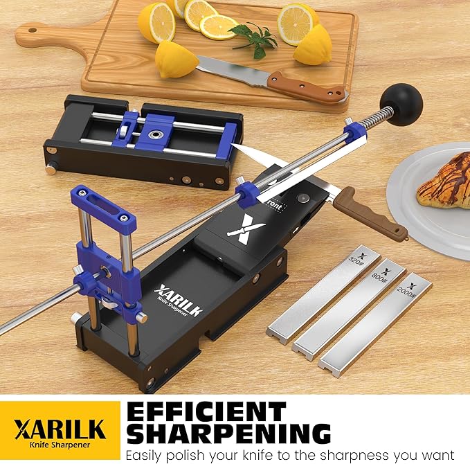Foldable Portable Knife Sharpening System Adjustable Knife Sharpener Kit with 3 PCS Aluminum Plates Diamonds (320# 800# 2000#) Blade Flips Without Removal for Hunting Kitchen Knives