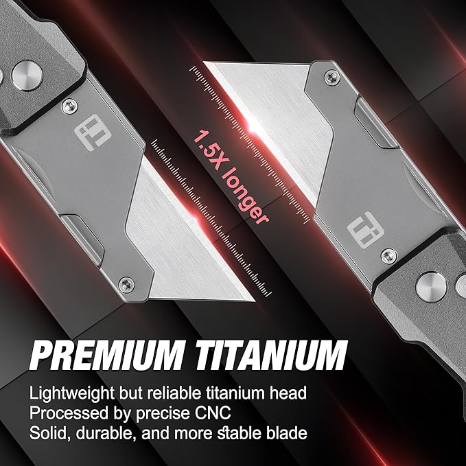 FLISSA Advanced Titanium Utility Knife CNC Unibody Lightweight All Metal Folding Box Cutter Quick Change Blade Razor KnifeIdeal Gifts for Men Women with 10 Extra Blades