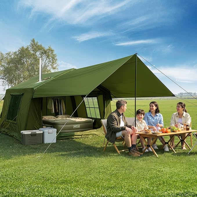 ABORON 2/6/8/10/12 Person Inflatable Camping Tent Easy Setup Blow Up Tent with Hand Pump PU3000mm Waterproof &amp Breathable 4 Season Glamping Tent for Outdoor Camping