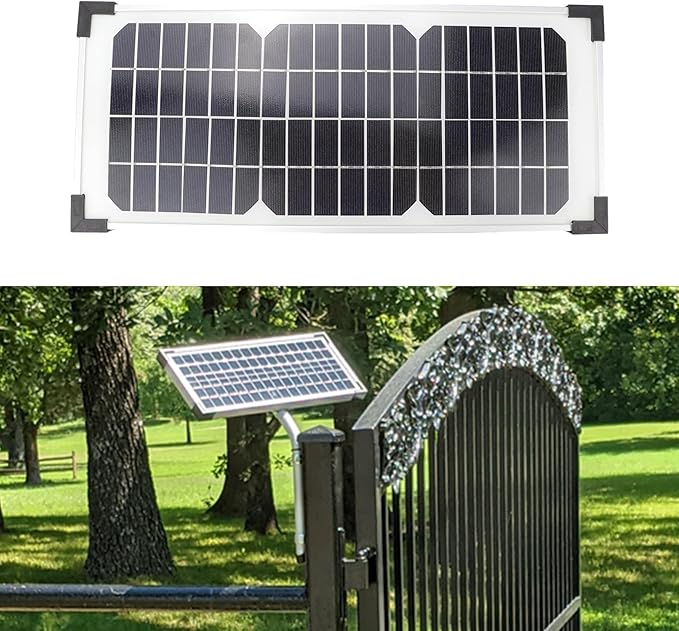 FM123 10 Watt Solar Panel Kit Fit for Mighty Mule Automatic Gate Openers Black Cell MM571W MM371W 571W MM271 MM371W MM360 MM560 MM562 FM350 MM260 MM560 FM200 FM350 FM500 FM502 FM700