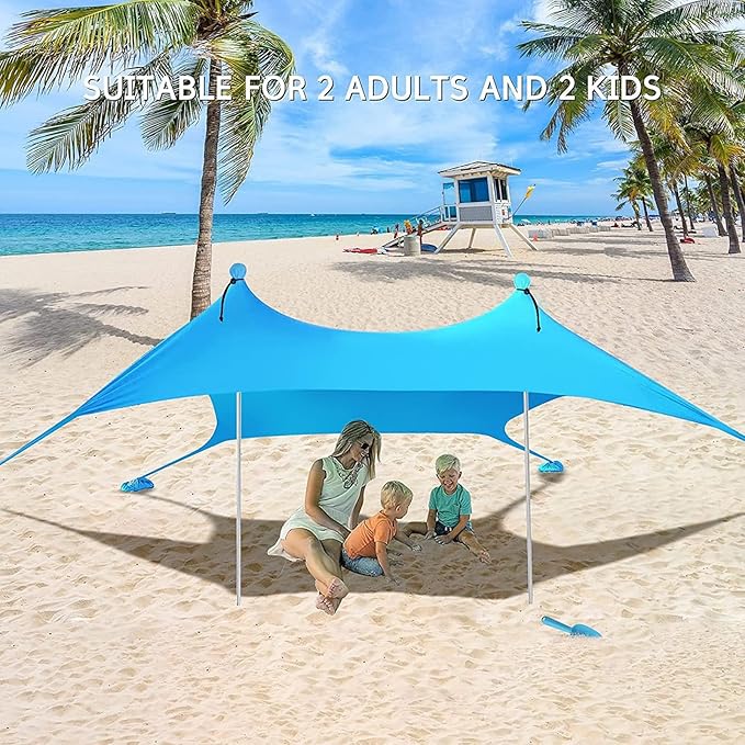 Beach Tent Sun Shelter | Portable Pop Up Camping Sun Shade Canopy | UPF 50+ Protection Beach Shade Canopy | for Outdoor Camping Picnics (Royal Blue300x300x200cm)