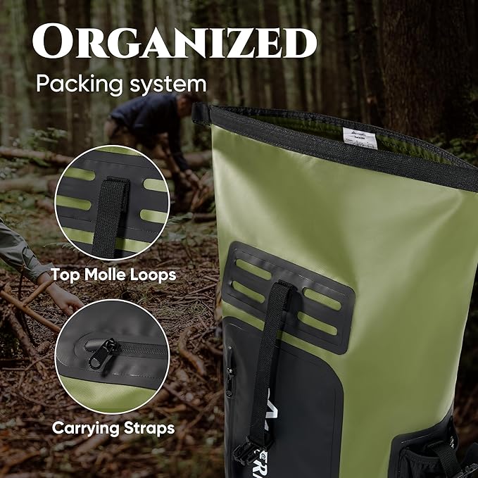 Waterproof Dry Bag with Waterproof Phone Case and small waterproof Bag Green