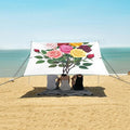 ALAZA Colorful Rose Flower Bouquet Beach Tent Sun Shelter UPF50+ Protection Beach Shade Canopy w/ 4 Sandbags for Outdoor Camping Fishing Backyard Fun Picnic 10x9 ft