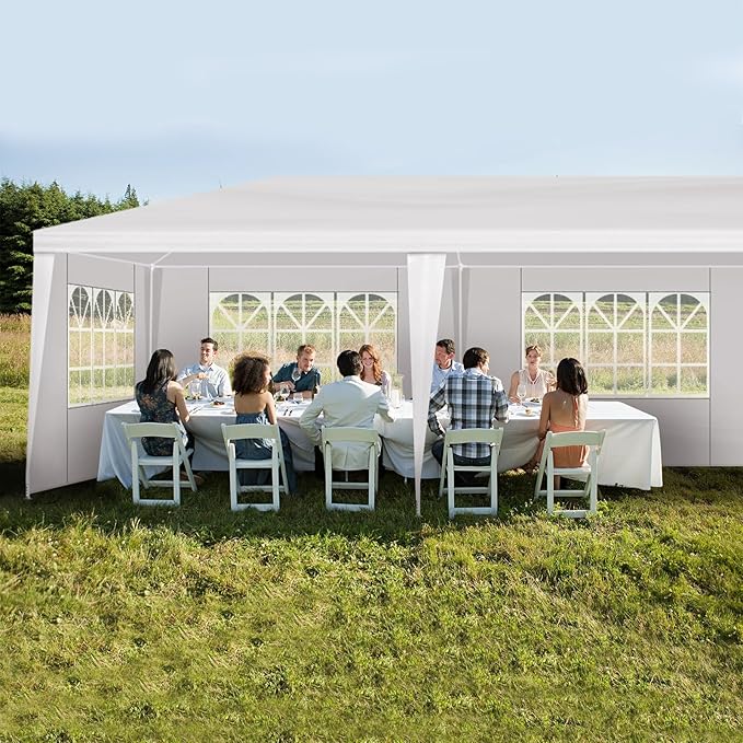 Outdoor Gazebo Canopy Wedding Party Tent Camping Shelter Commercial Instant Shelter Waterproof Tent with Removable Side Walls (10'x30' with 7 Sidewalls)