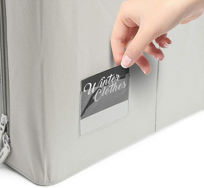 Sorbus Storage Bins with Divided Interior - Large Stackable &amp Foldable Organizer Containers with Metal Frame Oxford Fabric Large Window &amp Carry Handles - Organization for Bedroom Linens &am