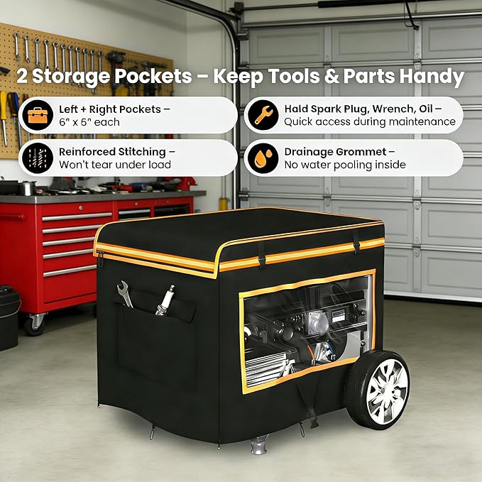 Generator Covers While Running Waterproof 32L x 24W x 24H Heavy Duty Generator Covers for Outside Compatible with 5000W-10000W Generator Overall Protection for Generator Black