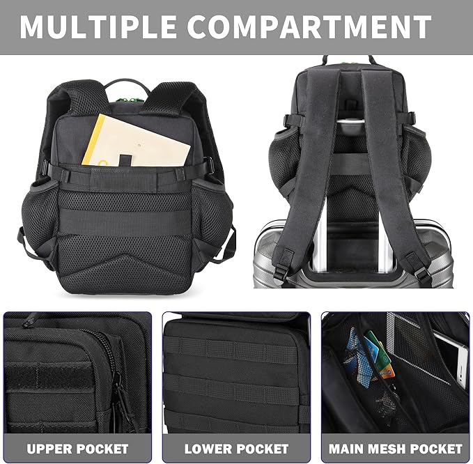 45L/25L/9L Tactical Backpack for Men and Women Military Heavy Duty Molle Backpack Army Assault Pack Travel Camping Gym Work Rucksack Daypack (Black Mini 9L)