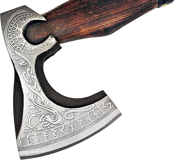 SFG - 19 Handmade Alloy Steel Axe Durable Sharp Blade Lanyard Included. Forged for Hunting Camping Kindling Chopping Firewood Branch Cutting or Informal Throwing