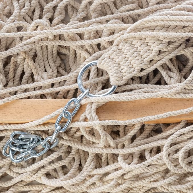 Castaway Living 13 ft. Double Traditional Hand Woven Cotton Rope Hammock – 2-Person 450 lb Capacity Free Extension Chains &amp Tree Hooks Designed in The USA