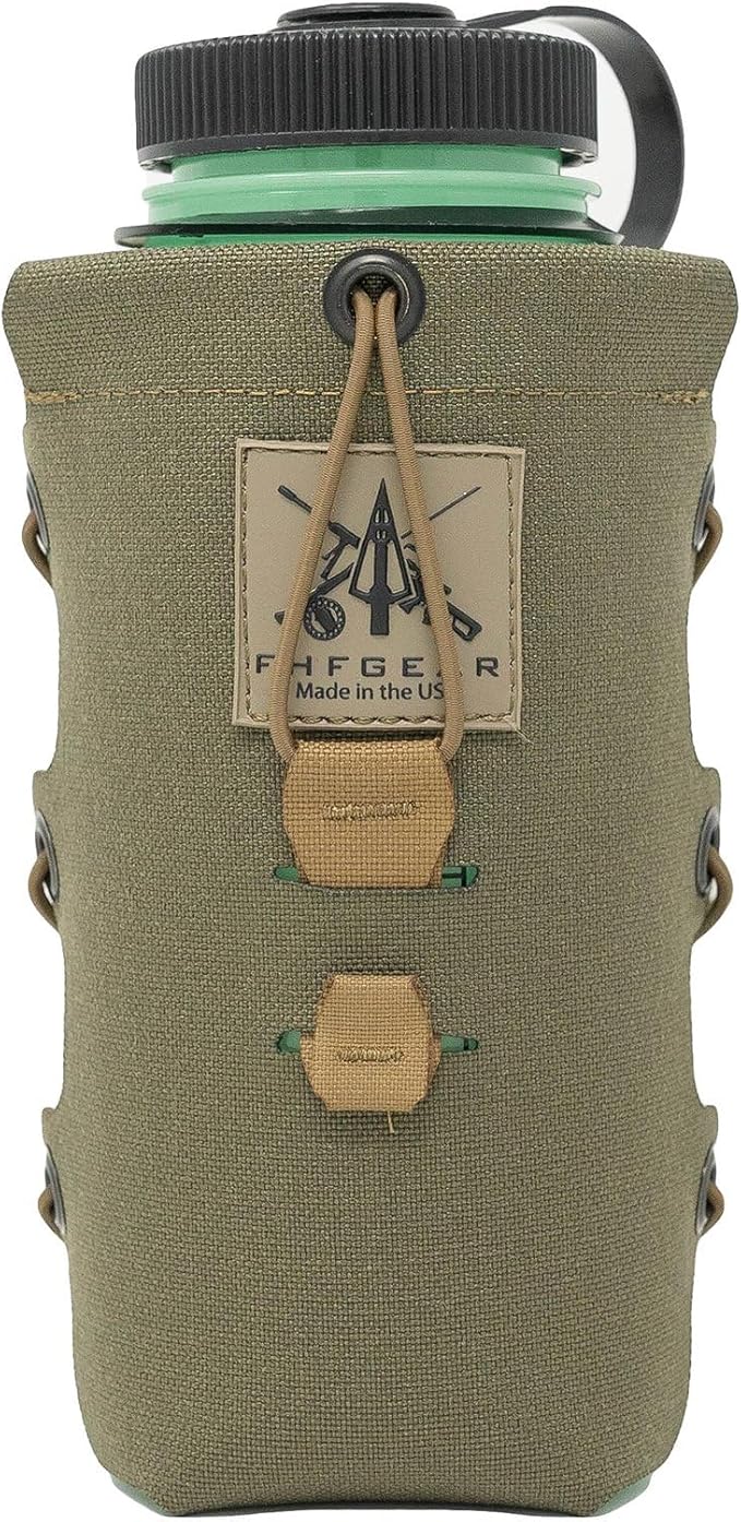 FHF Gear Water Bottle Holster – Expandable Lightweight MOLLE Bottle Carrier with Adjustable Height &amp Secure Bungee System