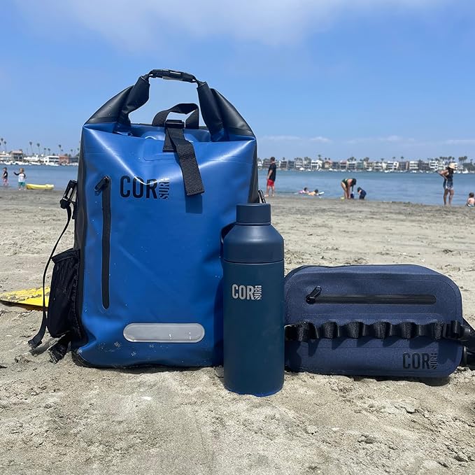 COR Surf Waterproof Dry Bag Backpack with Padded Laptop Sleeve Heavy Duty Roll-Top Pack (Dark Blue 40L)
