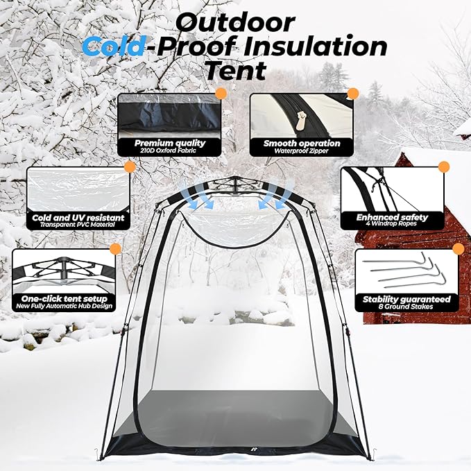 All Weather Proof Pod Pop Up Bubble Tent for 3-8 People Large Oversize Dome House Cold Protection Camping Tent Winter Instant Igloo for Outdoor Activities