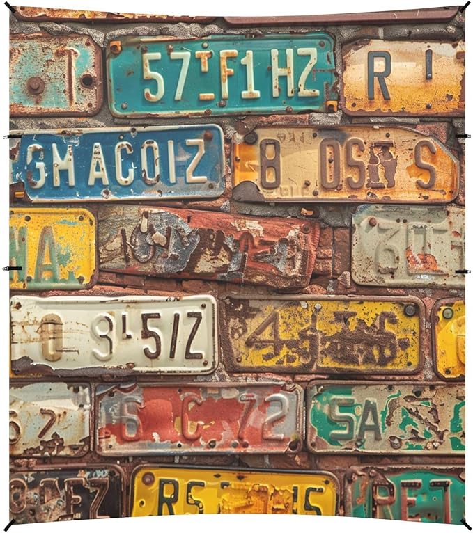 ALAZA Old License Plates Museum on Bricks Beach Tent Sun Shelter Portable Canopy Sunshade for Outdoor Camping Picnics Backyard Fun 10x9 ft