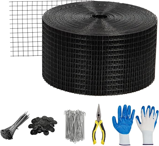 6in x 120ft Solar Panel Bird &amp Critter Guard Kit Includes 100 Fastener Clips 100 Cable Ties Gloves Pliers &amp PVC Coated Wire Mesh for Bird Critters Control