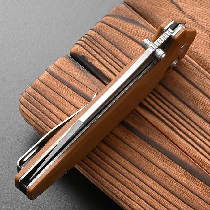 FF20 Folding Pocket KnifeVG10 Steel Blade G10 Handle EDC Tool Knife for Outdoor Camping Hunting Fishing Working(Brown)