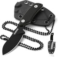 Omesio Neck Knife 5.82 Small Fixed Blade Tactical Knife Compact Full Tang EDC Neck Knife with Sheath and Clip Nessmuk D2 Steel G10 Handle Mini Knife Necklace for Outdoor Hiking Camping