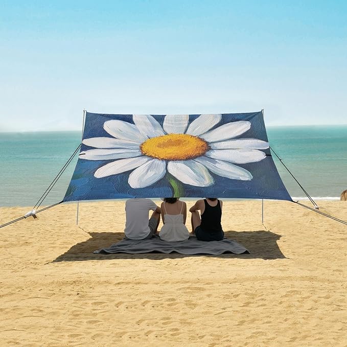 ALAZA Watercolor Spring Flower Daisy Beach Tent Sun Shelter Portable Canopy Sunshade for Outdoor Camping Picnics Backyard Fun 10x9 ft