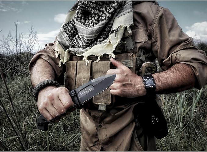 Extrema Ratio - RAO II (Black) Folding Knife Böhler N690 Steel Blade Burnished Finish Secure Locking System Anticorodal Anodized Aluminum Handle Handcrafted in Italy Heavy-Duty and Reliable