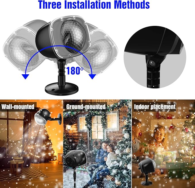 Christmas Snowfall Light Projector Holiday Projector Lights with Remote ControlRotating Snow Falling LightsOutdoor Waterproof Landscape Decorative Lighting for Halloween Wedding Garden（Snow Spots）