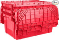 Hudson Exchange 27.3 x 17.2 x 12.6 (3 Pack) Storage Tote Distribution Container with Hinged Attached Lid Red