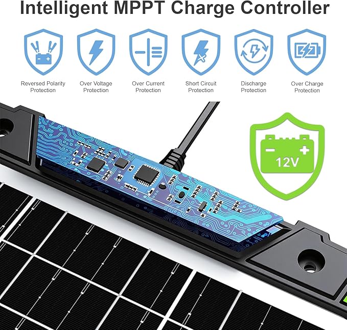 20W 12V Solar Battery Maintainer &amp Trickle Charger Kit for Car Boat RV Trailer Automotive Snowmobile Waterproof Solar Battery Tender with Built-in MPPT Charge Controller