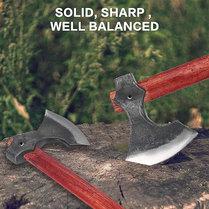 16.2 Viking Style Throwing Axe Set of 2 1065 High Carbon Steel Bearded-Edge Tomahawk with Beech Wood Handle Red Anti-Slip Design for Adults Competition &amp Outdoor Recreation