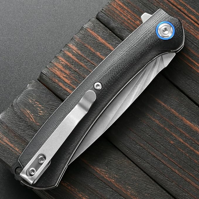 Sitivien ST144 Folding Knife14C28N Steel BladeG10 Handle Pocket Knife for Outdoor EDC CampingSurvivalHikingFishing(Black)