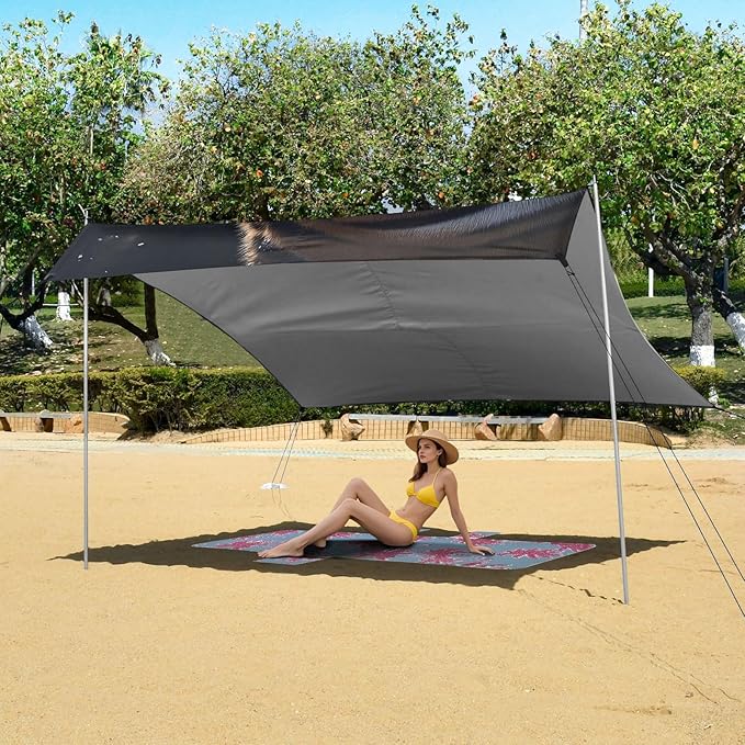 ALAZA Roaring Tiger Beach Tent Sun Shelter UPF50+ Protection Beach Shade Canopy w/ 4 Sandbags for Outdoor Camping Fishing Backyard Fun Picnic 10x9 ft