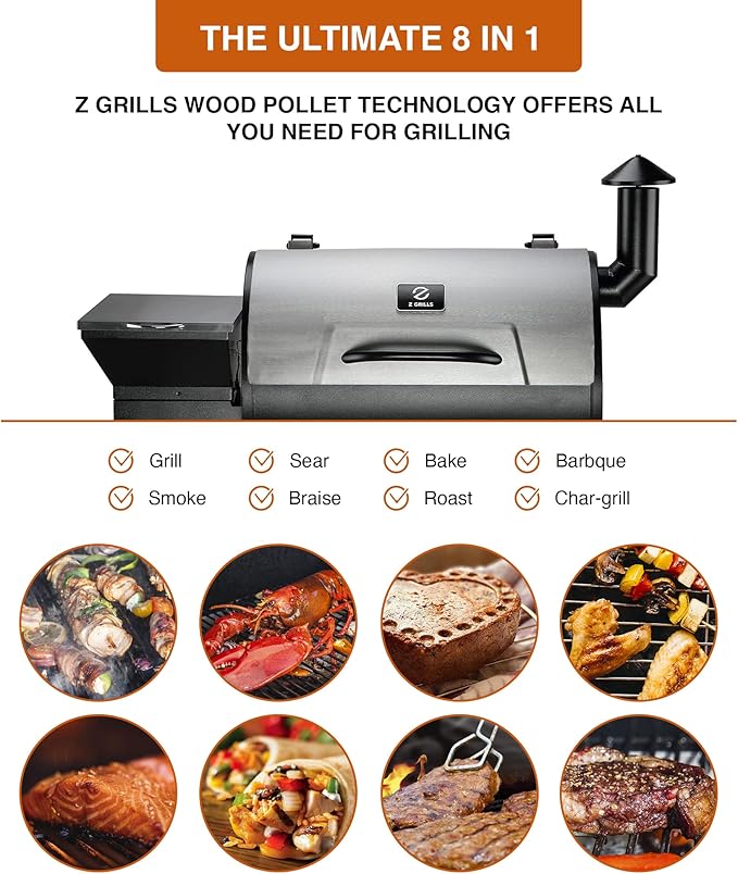 Z GRILLS ZPG-7002B3E Wood Pellet Grill &amp Electric Smoker BBQ Combo with Auto Temperature Control 2022 New Model