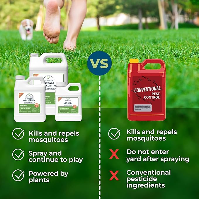 Wondercide - Outdoor Pest Control Spray Concentrate with Natural Essential Oils - Mosquito Ant Roach and Insect Killer Treatment and Repellent - Safe Around Pets Plants Kids - 16 oz