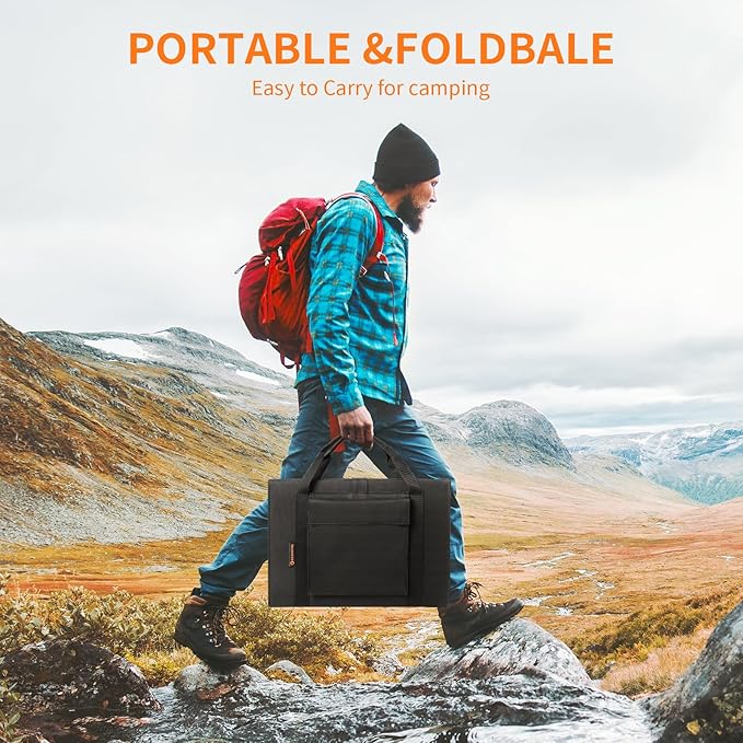 Portable Solar Panel – 60W Foldable Solar Panels with 5V USB and 18V DC for CampingCell PhoneTablet and 5-18V Devices – Compatible with Solar Generators Power Stations