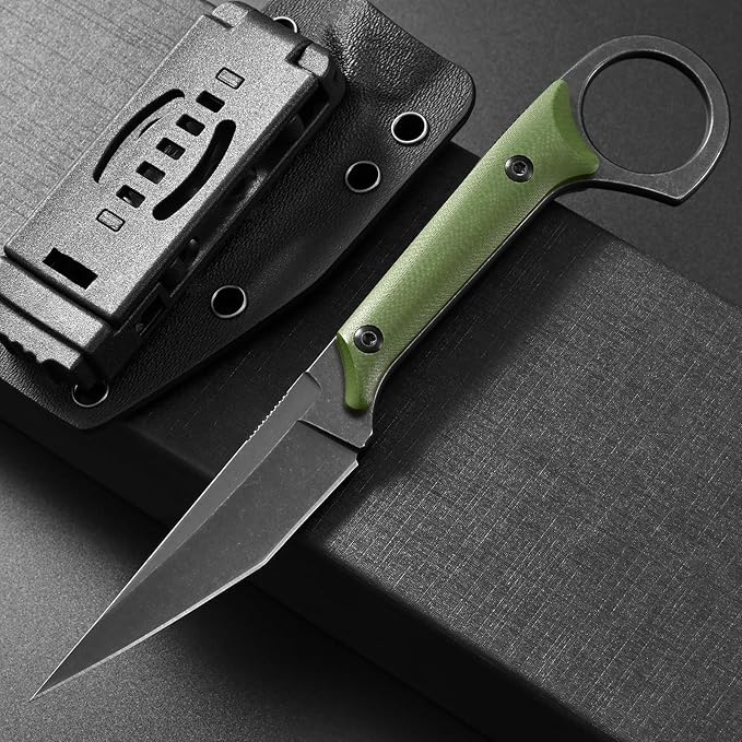 Ccanku C1140 Fixed Blade KnifeD2 Blade G10 Handle Claw Knife for Outdoor EDC Tool Survival Hiking Camping (Army Green)
