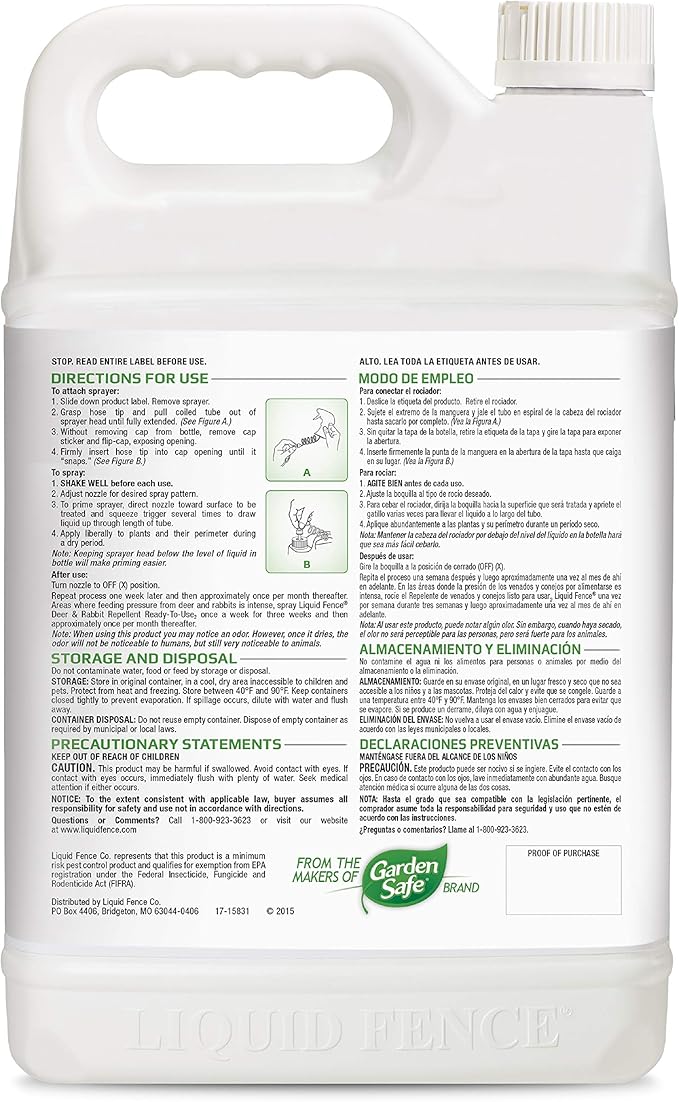 Concentrated Deer Repellent - Bobbex | Deer Elk and Moose Deterrent Concentrate (32 oz.) B550100 &amp Liquid Fence HG-70109 Animal Repellent 128 Oz Multicolor