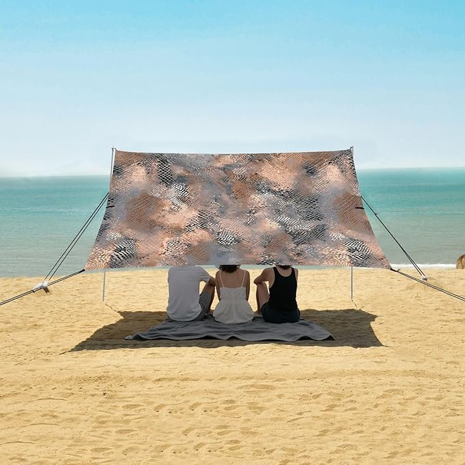 ALAZA Snake Print Beach Tent Sun Shelter UPF50+ Protection Beach Shade Canopy w/ 4 Sandbags for Outdoor Camping Fishing Backyard Fun Picnic 10x9 ft
