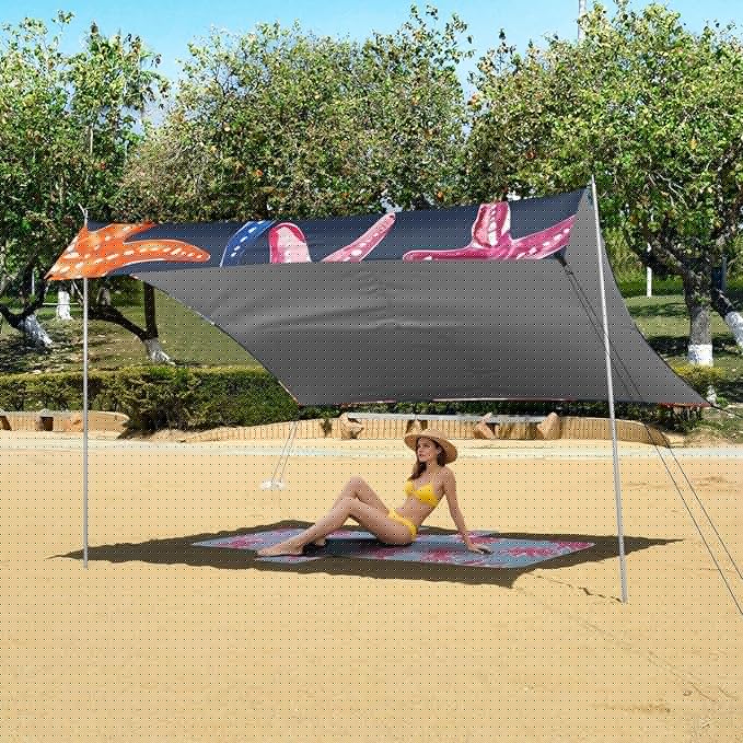 ALAZA Starfish Seamless Beach Tent Sun Shelter Portable Canopy Sunshade for Outdoor Camping Picnics Backyard Fun 10x9 ft