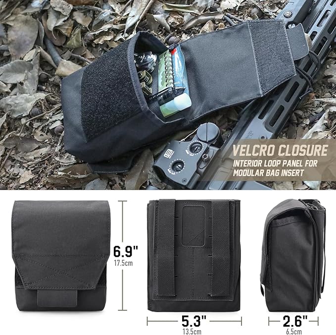 WYNEX Tactical Molle GP Pouch Utility EDC Pouch with Two Mag Insert Small Tool Pouches Organizer Compact Multi-Purpose Waist Bag for Belt Vest