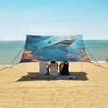 ALAZA Shark Coral Beach Tent Sun Shelter Portable Canopy Sunshade for Outdoor Camping Picnics Backyard Fun 10x9 ft