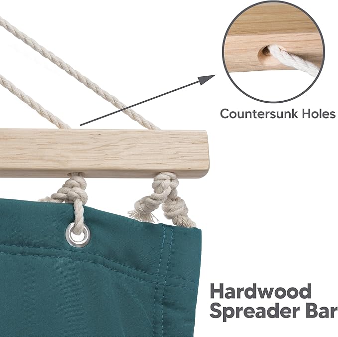 SUNCREAT Hammocks Extra Large Double Hammock with 12 ft Stand for Outside 475lbs Capacity Outdoor Portable Hammock with Hardwood Spreader Bar Extra Large Pillow Dark Green
