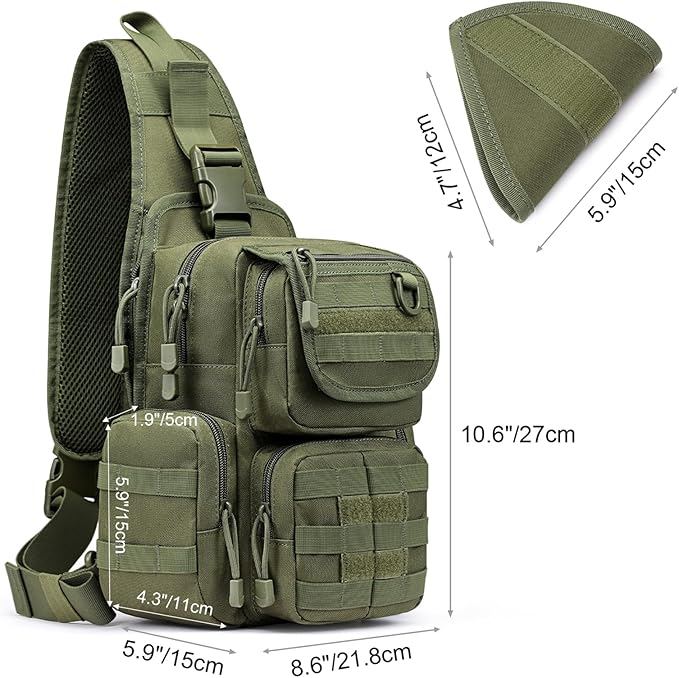 G4Free Tactical EDC Sling Bag Pack with Pistol Holster Sling Shoulder Assault Range Backpack Handgun Bag for Concealed Carry(Army Green)