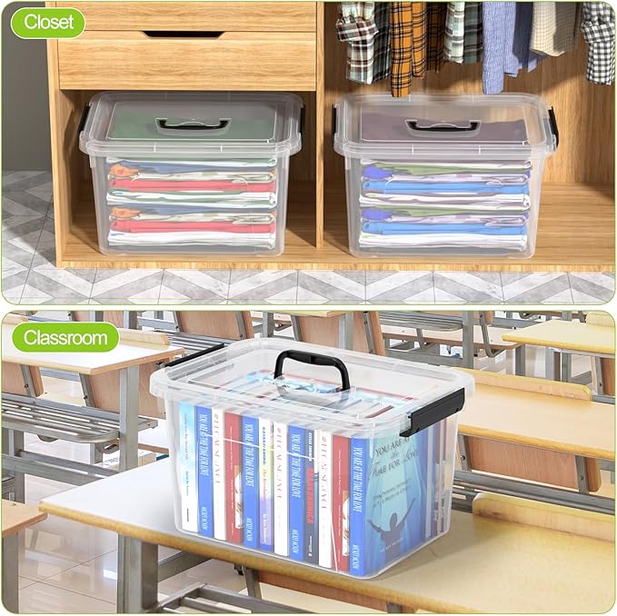 4-Pack 17.5 Quart Plastic Storage Bin Clear Storage Bins Containers Boxes with Lid and Handle