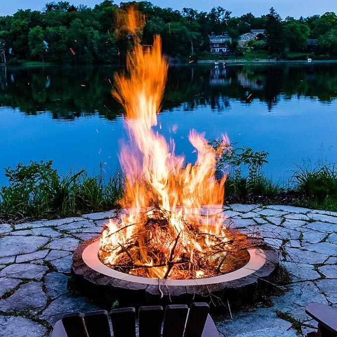 42 inch Outdoor Fire Pit Liner Round Heavy Duty Fire Pits Rim Insert Firepit for Outside DIY Campfire Fireplace