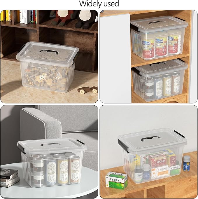 18 Quart Clear Plastic Storage Box with Handle Latching Bins with Lid 4 Packs